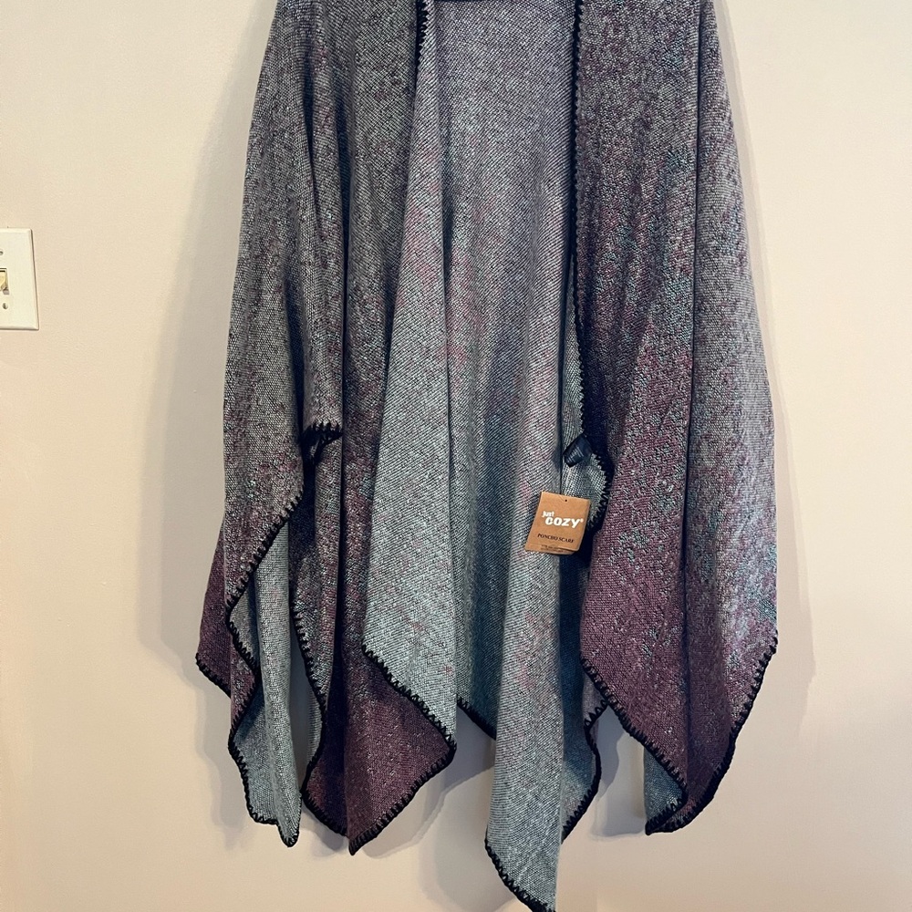 Cozy Two-Tone Poncho
